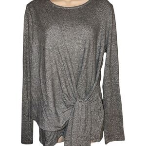 Karen Kane Metallic Gray Long Sleeve knot details Super Soft Holiday